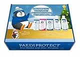 PAEDIPROTECT Set invernale con 6 prodotti, 1x crema protettiva contro vento e intemperie, 1x crema mani, 1x crema idratante viso, 1x olio baby per il corpo, 1x bagnoschiuma, 1x scaldamani