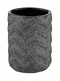 WENKO Bicchiere portaspazzolini Mantua, pregiato portaspazzolini per spazzolini e dentifricio, in raffinata ceramica, dipinto a mano, Ø 7,5 x 10 cm, colore nero