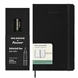 Moleskine x Kaweco, Penna Roller Ricaricabile in Plastica ABS, Nero + Weekly Planner 2023-2024, Agenda 18-Mesi, Diario Accademico, Agenda Settimanale con Copertina Rigida, Large 13 x 21 cm, Nero