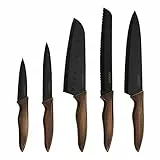hecef 5 Pezzi Set Coltelli da Cucina Professionali, Coltello Chef in Acciaio Inox, 5 Pezzi Foderi per Coltelli - Serie Retrò