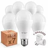 V-TAC 7 pezzi Lampadine LED E27, 15W (1250 lumen equivalenti a 85W), Forma: Bulbo - Luce Bianco Naturale 4000K + 1 Sdoppiatore Omaggio