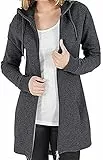 Tuopuda Donna Felpe con Cappuccio Giacca Elegante Scollo a V Top Manica Lunga Cardigan Felpe con Zip 2 Tasche Autunno Invernali Sweatshirt Cappotto Eleganti Pullover Hoodie Jumper, Grigio Scuro, L