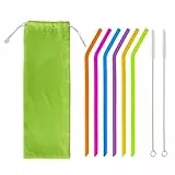 Silicone Cannucce Riutilizzabile Colorato Cannuccia Ecologico Senza BPA Cannucce da Viaggio con 2 Spazzole per Caffè Tè Cocktail Bevande Set di 6 Vari Colori