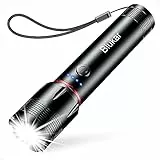Blukar Torcia LED Ricaricabile, Super Luminoso Zoomabile Torcia Elettrica-5 Modalità di Illuminazione/Impermeabile/Alta Potenza/Portatile per Emergenza/Campeggio/Escursionismo(Nero)