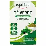 Equilibra Integratori Alimentari, Tè Verde, Integratore Antiossidante con Vitamina C e Manganese, Drenaggio dei Liquidi Corporei e Protezione delle Cellule dallo Stress Ossidativo, 40 Compresse