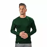 ALPIN LOACKER Maglietta Termica Uomo, 100% Lana Merino - Maglia Tecnica Uomo, Running Uomo,Ciclismo Uomo Invernale,Maglia Termica Uomo, Verde L