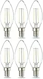 Amazon Basics - Confezione da 6 lampadine a LED, con attacco Edison E14, piccole, a oliva, da 2,1 W (equivalenti a 25 W), con filamento in vetro trasparente, non dimmerabili