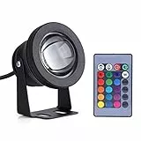 Faretto LED subacqueo con telecomando, Marine Boat Yacht 10W 12V RGB LED Faretto subacqueo Lampada per acquario stagno impermeabile(Nero)faro laghetto subacqueo