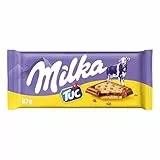 Milka, Tuc, Tavoletta di Cioccolato al Latte Ripieno di Biscotti Tuc, 100% Latte Alpino, Cacao Sostenibile, 87g