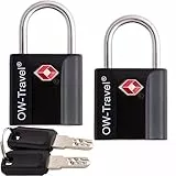 OW-Travel Lucchetto Chiave TSA Valigia per Valigie e Bagagli da Viaggio. Lucchetto piccolo con chiave per lucchetto armadietto chiave, lucchetto palestra. Lucchetti TSA per USA Nero 2 pezzi