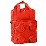 LEGO® Signature Zaino Mattoncino 2x2 con Scomparto per Tablet/Laptop, 15L, 4 Tasche Frontali Porta Accessori - Rosso
