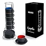 MIAMIO - 6 x 75 ml Espresso Tazzina da caffè - Sei Tazzine Impilabili - Set di Tazze da Caffè, Ceramica - Le Papillon Collezione (Colorato)