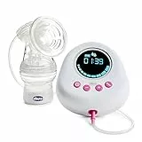 Chicco Tiralatte Elettrico con Fasi di Stimolazione ed Estrazione, 10 Livelli di Intensità, Confortevole e Veloce, Forma Ergonomica, con Tettarella Inclinata e Tappo Ermetico, Bianco, 150 ml