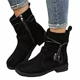 Onsoyours Stivali Donna Inverno Caldo Back Lace Up Stivali da Neve Pelle Scamosciata Outdoor Escursioni Stivali da Lavoro Scarpe A Nero 43 EU