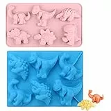 Stampo per praline, Stampo Silicone per Caramelle e Cioccolato Praline con Dinosauri, 2 Pezzi Cucina Stampi per Cubetti di Ghiaccio per Fare la Torta Caramella Gumdrop Gelatina Focaccina