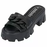 Palado Ciabatte da donna con plateau Graqi - comode scarpe estive - scarpe alla moda con tacco - eleganti pantofole da donna - sandali alti comodi, Nero , 39 EU