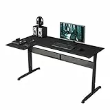 SogesHome Scrivania per computer a forma di L 140 cm * 80 cm Scrivania ad angolo grande Postazioni di lavoro per computer Tavolo multifunzionale in ufficio a casa, soggiorno, studio, SH-XTD-SC02-BK