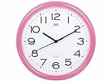 Trevi OM 3301 Orologio da Muro al Quarzo con Movimento Silenzioso Sweep, Diametro 24 cm, Rosa