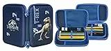 Undercover-JURP0800 Jurassic World-Astuccio 3D per Ragazzi, 17 Pezzi, con Pennarello, matite Colorate e Accessori, Regalo per la Scuola, Colore Blu Scuro, JURP0800