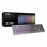 EVGA Tastiera da gioco RGB Z12, LED retroilluminato RGB, 5 tasti macro programmabili, tasti multimediali dedicati, resistente all'acqua, 834-W0-12UK-K2