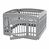 Iris Ohyama, Parco per cani, Gabbia per cani, Canile per cani con 4 pannelli, L91,5 x P91,5 x H60 cm, CI-604E WD, grigio metallizzato