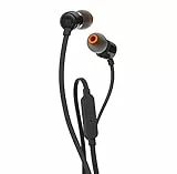 JBL T110 Cuffie In Ear con Microfono, Cavo Piatto Antigroviglio, Comando a un pulsante, JBL Pure Bass Sound, Nero