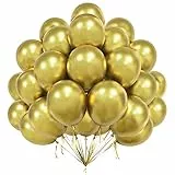 Palloncini Dorati, 50 Palloncini Metallici da 12 Pollici, Palloncini Metallici Dorati, Palloncini in Lattice per Feste di Compleanno Fidanzamento San Valentino Anniversario Decorazioni per Baby Shower