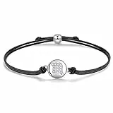 J.Endéar Segno zodiacale Scorpione Bracciale Donna, Bracciale Cordino Fatto a Mano Filigrana con Pendente Costellazione Argento 925, Gioielli Donna 24cm Regolabile Nero
