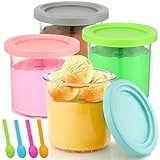 4 Pezzi Contenitori per Gelato per Ninja Creami, Vaschette per Gelato con Coperchi y 4 cucchiai, Vaschetta Contenitore Gelato per Ninja Gelatiera NC301, NC300, NC299AMZ, CN305A, CN301CO Serie
