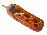 Electraline 59642-Ciabatta multipresa a 3 prese, con interruttore, cavo 3 m, 3G1, colore: arancione trasparente