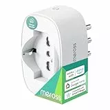 Meross Presa Smart Italiana, Presa WiFi con Monitoraggio Consumi, Presa Intelligente 16A, Funzione Timer, Compatibile con Alexa, Google Home e SmartThings, Controllo Vocale e Remoto, 3840W, 1 Pezzo