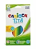 Carioca TITA, Matite Colorate, Set di Matite in Resina Esagonali, Pastelli per Bambini e Adulti, Ideali per Disegnare e Colorare, Scrittura Morbida, Colori Assortiti, 18 Pezzi
