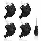 Aicharynic Spina Schuko, 4 pezzi, spina con contatto di protezione, spina in gomma + 1 cacciavite, spina 250 V (16 A), spina angolare, spina di alimentazione IP44, impermeabile per esterni, nero