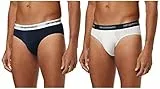 Emporio Armani Uomo 2-Pack Brief Essential Core Logoband Slip, Bianco Blu, M