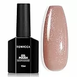 TOMICCA - Smalto in gel UV, glitterato, 15 ml, nude scuro, smalto in gel Shellac Soak Off da polimerizzare in lampada UV/LED (etichetta in lingua italiana non garantita)