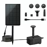 LEDGLE Pompa solare della fontana, pompa dell'acqua da 2.5 W con 7 ugelli per il bagno degli uccelli, fontana solare e alimentata tramite USB, per stagno, decorazione del giardino, ciclismo in acqua
