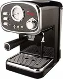Sirge CREMILDA Caffè Retrò - Macchina per caffè espresso per polvere e cialda ESE, 15 bar [POMPA MADE IN ITALY], 1100W, Serbatoio dell'Acqua 1,25 L Rimovibile • Ugello Vapore Cappuccino, NERA