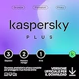 Kaspersky Plus Internet Security 2023| 3 dispositivi | 1 anno | Con Anti-Phishing e Firewall | VPN illimitata | Password Manager | Protezione banking online | PC/Mac/mobili | Attivazione e-mail