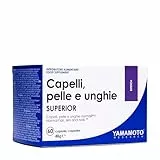 YAMAMOTO RESEARCH Capelli, pelle e unghie SUPERIOR 60 Capsule, Integratore Alimentare di Vitamine e Minerali con Collagene Idrolizzato e Coenzima Q10, Mantiene la Salute di Capelli, Pelle e Unghie