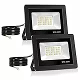 Realky 20W Faretto Led da Esterno 2 Pezzi, Potenti Faretti Led Esterni 2000LM, 24 LED 6500K Bianca Fredda Faro led esterno IP65 - Fari Led Interna ed Esterna per Giardino, Cortile, Garage, Pareti