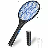 CONOPU Racchetta Zanzare Elettrica, 4000 Volt, 1200mAh USB Ricaricabile Antizanzare, Torcia Rimovibile, 3 Strati Protezione Maglia, Efficace Contro Le Mosche, Ideale per Interni ed Esterni, Nero