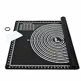 Extra Grande Tappetino da Pasticceria Antiscivolo con Raschietto 71 × 51 cm, Tappetino da Forno in Silicone Antiaderente Riutilizzabile, Tampone per Impastare, Stuoia per Impasti, Pizza, Pasta (Nero)