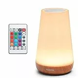 Auxmir Lampada da Comodino, Lampada LED Colorata, Luce Notturna Bambini con 13 Colori, Luminosità Regolabile, 3 Modi d’Illuminazione, Touch e Telecomando, Batteria Ricaricabile, Marrone Chiaro