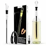 AMAVEL Set Premium Refrigeratore per Bottiglie Vino, Asta di Raffreddamento per Vino in Acciaio Inox con Accessori, Tappo Versatore Salvagoccia, Aeratore Decanter, Tagliacapsule, Wine Cooler Kit
