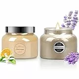 Candele Set Candela Profumata in Materiale di Vetro, 400 g x 2 Combinazione Perfetta di Lavanda e Fiori D'arancio Messicani, Regali per le Donne, Adatti per Natale, Compleanno, San Valentin