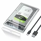 POSUGEAR Case Hard Disk 2.5', 6Gbps USB 3.1 Gen 2 Case SSD 2.5 per SATA III 7mm/9.5mm SSD HDD, Supporto UASP/TRIM & Nessuno Strumento Case Disco Rigido Compatibile con Toshiba WD PS4 Xbox-Trasparente