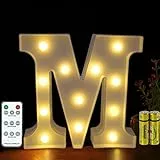 HONPHIER® Lettere lampada a forma di lettera con telecomando, lampada a LED, illuminazione lettera, luce notturna, decorazione per compleanno, festa, matrimonio (M)