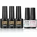 PEACECOLOR Smalto in Gel per Unghie, Set gel Disidratatore e Primer per Unghie 8ml con Smalto in Gel Base Coat Top Coat Opaco Top Coat Gel Semipermanente per Unghie Nail Art Design