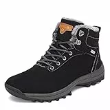 Mishansha Stivali da Trekking Uomo Donna Scarpe Neve Impermeabili Outdoor Pelliccia Sneakers Stivaletti Escursionismo Invernali,Nero 45 EU