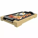 Cecotec Piastra-grill elettrica Tasty&Grill 2000. 2000 W, struttura bambù, termostato regolabile, piastra antiaderente, rivestimento in alluminio fuso. Lavabile in lavastoviglie.